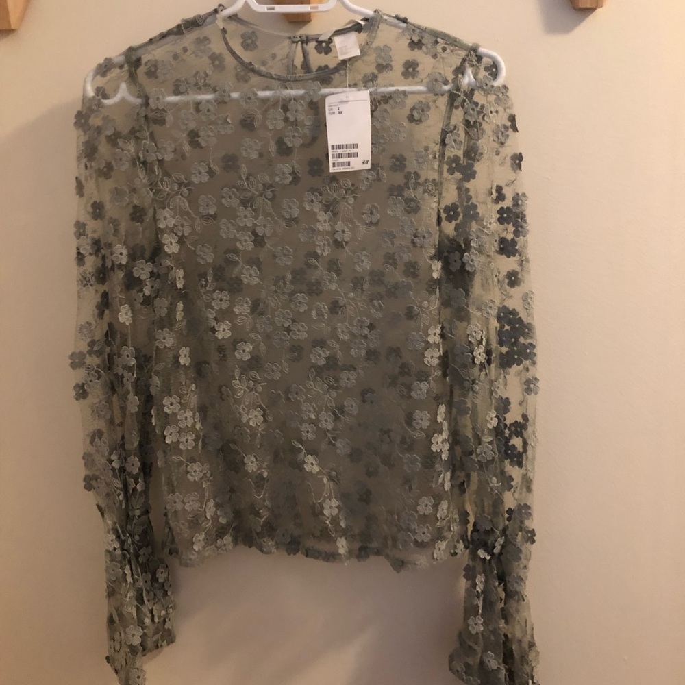 Green Sheer Longsleeve Blouse